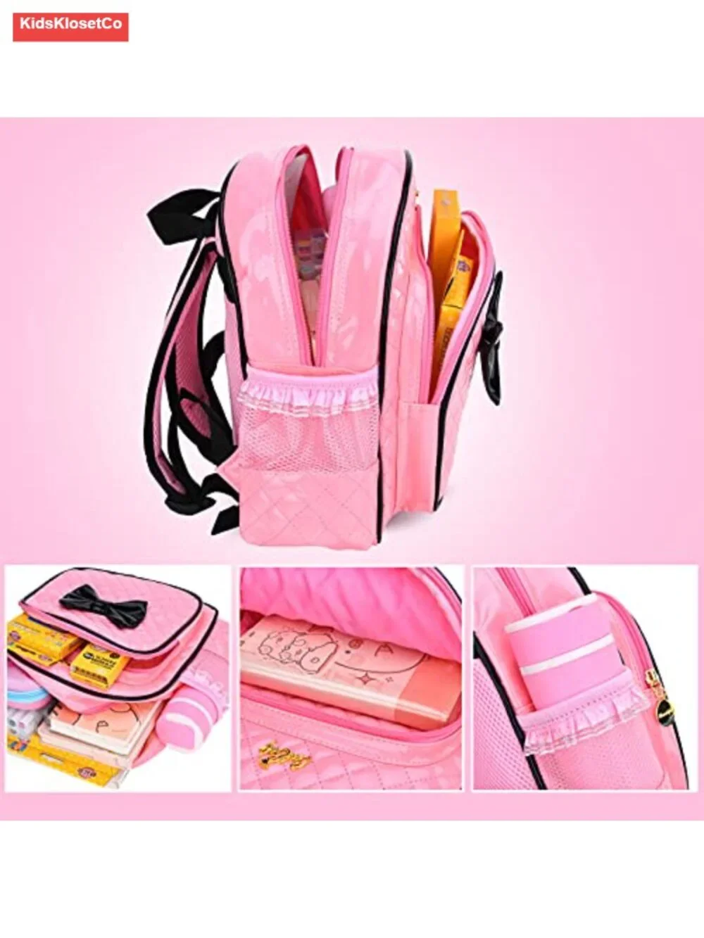 Waterproof Kids Backpack with Bow Design, Daypack for School